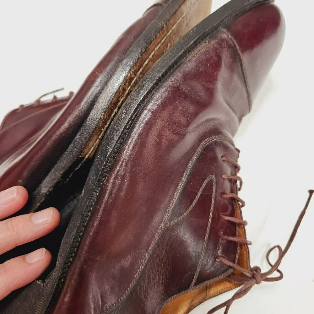 Salvatore Ferragamo Men's Padova Oxford‎ Sz 13 B Merlot Calfskin Dress Shoe FLAW